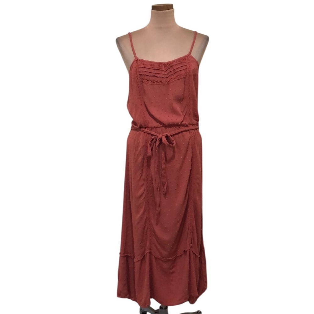 Francesca’s Collection Knox Rose Midi Dress Size Large Brick Muted Red